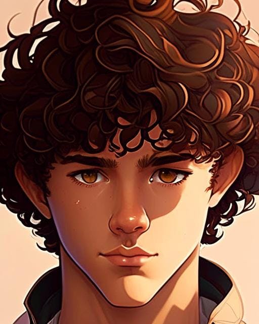 Anime  handsome curly hair boy art wall painting with frame Print Canvas  Poster Decorative Painting Living Room Home Decoration 33 x 22 cm x 2  cmSize change as per request 
