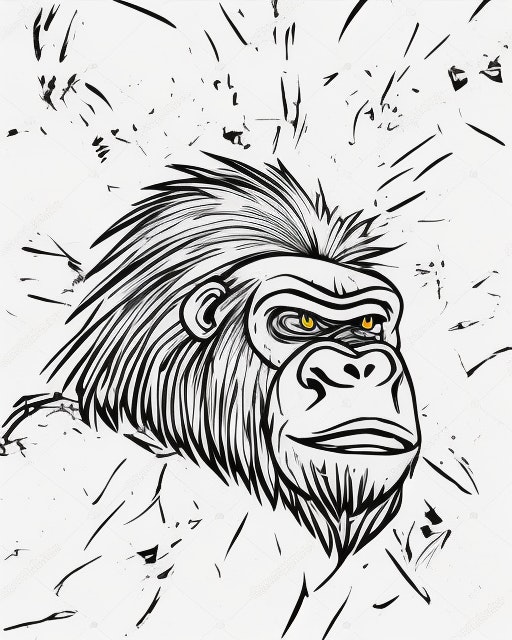 angry silverback gorilla face drawing