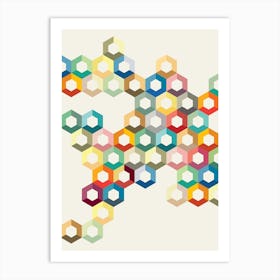 Colourful Honeycomb Art Print