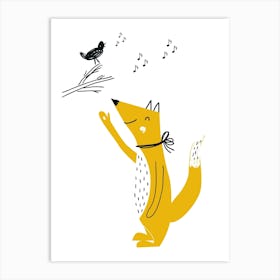 Fox And Birds Animal Pop Art Print