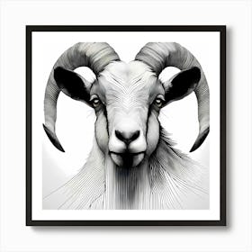 Goat Head - Abstract Line Art Illustration 205 Art Print