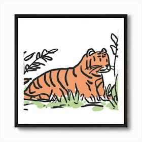 Striped Solitude: A Tiger in Repose Art Print