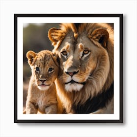 Lion And Cub Art Print