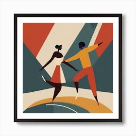 2 People Dancing, Geometric Abstract Art Art Print