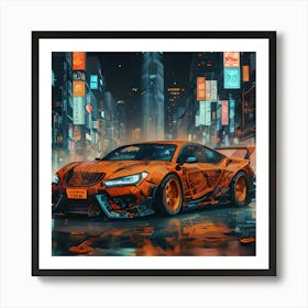 Pumpkin Car (Cyberpunk37) Art Print