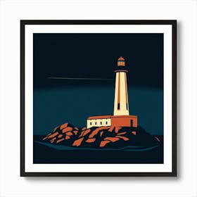 Lighthouse At Night 2 Art Print