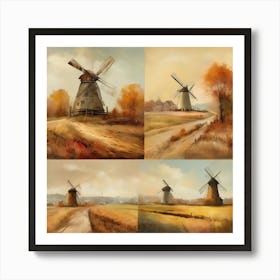 Vintage Oil Painting, Farmhouse Wall Decorations, Vintage Landscape, Printable Wall Art, Vintage Landscape Oil Painting.
13Windmills. Art Print