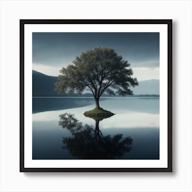 Lone Tree In Loch Ryan Art Print