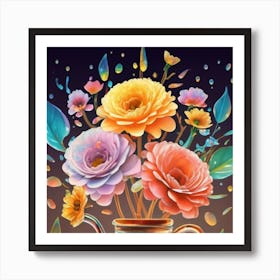 Luminous pastel flowers 9 Art Print