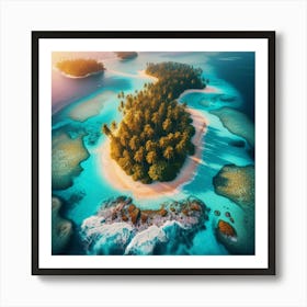 Aerial View Of A Tropical Island Art Print