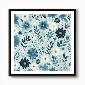 Blue Flowers 2 Art Print