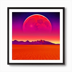 Red Moon In The Desert Art Print