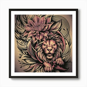 Lion Tattoo Design Art Print