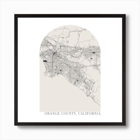 Orange County California Boho Minimal Arch Street Map Art Print