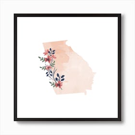 Georgia Watercolor Floral State Art Print