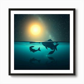 Two Fish Swimming In The Water 3 Art Print