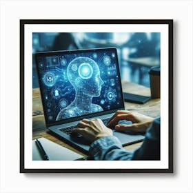 Man Using A Laptop Art Print