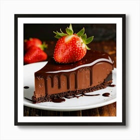 Chocolate Cake With Strawberries Art Print