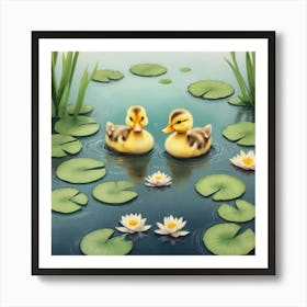 Ducks In Pond Art Print