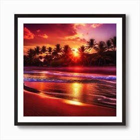 Sunset At The Beach 176 Art Print