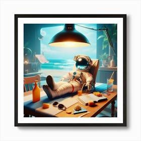 Astronaut At Table Art Print