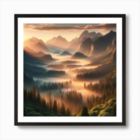 Sunrise Over The Mountains 2 Art Print