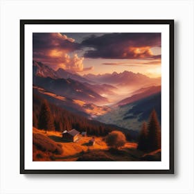 Sunset In The Mountains 8 Art Print