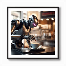 Robot Serving Coffee Art Print