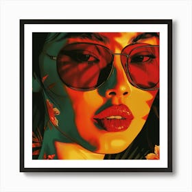 Asian Woman With Sunglasses Affiche