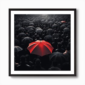 Red Umbrella, Loneliness Art Print