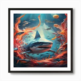 Shark In The Sea Art Print
