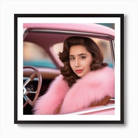 Himanee legendary actress in A Pink Car Art Print