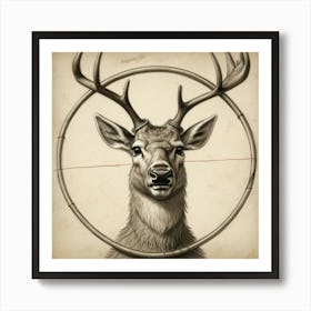 Deer In A Circle 2 Art Print