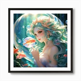 Anime Art, Mermaid and a pearl 1 Art Print