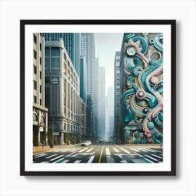 An Urban Street With Graffiti Style Painting With Textured Surfaces 4 Póster