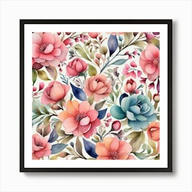 Watercolor Floral Pattern Art Print 3 Art Print