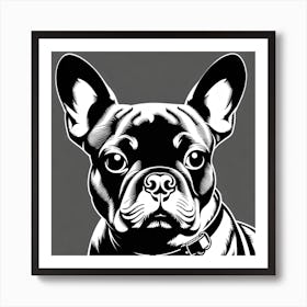 French Bulldog, Black and white illustration, Dog drawing, Dog art, Animal illustration, Pet portrait, Realistic dog art Art Print