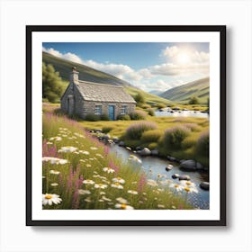 A dreamy Scottish cottage Art Print