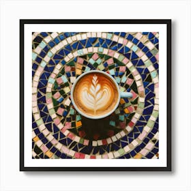 Coffee Cup On Mosaic Tile 6 Art Print