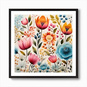 Watercolor Flowers 3 Art Print