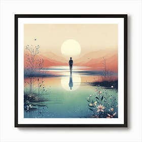 Man Standing In The Water 3 Art Print