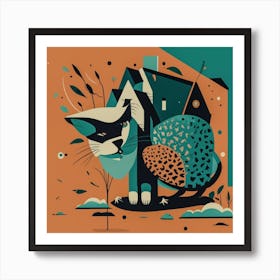 Cat In The House "abstract" Art Print