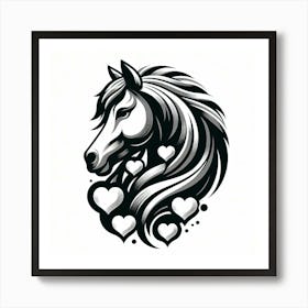 Horse Head With Hearts 1 Art Print