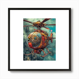 Retro Steampunk Helicopter 2 Art Print