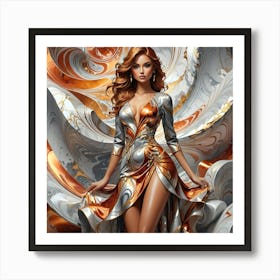 Beautiful Girl In Gold And Silver Art Print