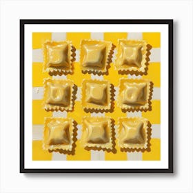 Ravioli Yellow Checkerboard 2 Art Print