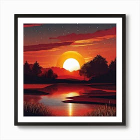 Sunset Over Water 13 Art Print