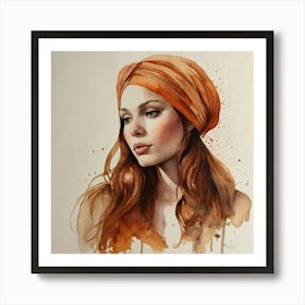 Default A Watercolor Painting Of A Woman Wearing A Turban By D 2 Art Print