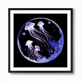 Jellyfish In A Circle Art Print