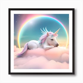 Once upon a cloud - baby unicorn Art Print